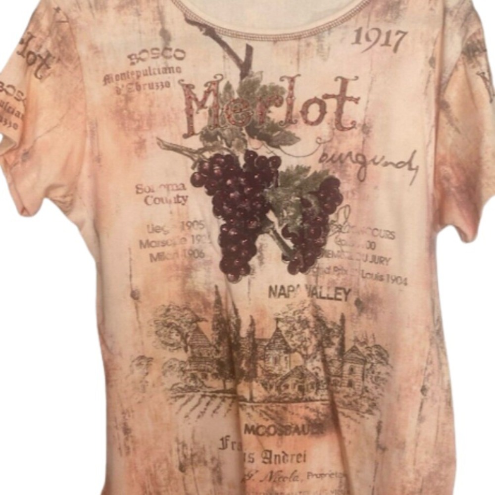 Wine Lover T-Shirt Merlot Burgundy‎ Napa Valley Graphic Tee Top Size M